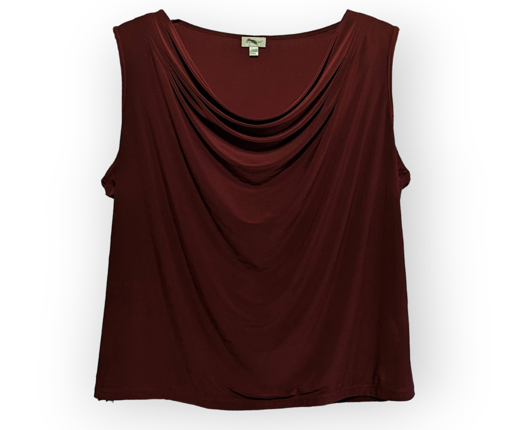 Avenue Womens Burgundy Scoop Neck Sleeveless Casual Dress Blouse Top 18/20